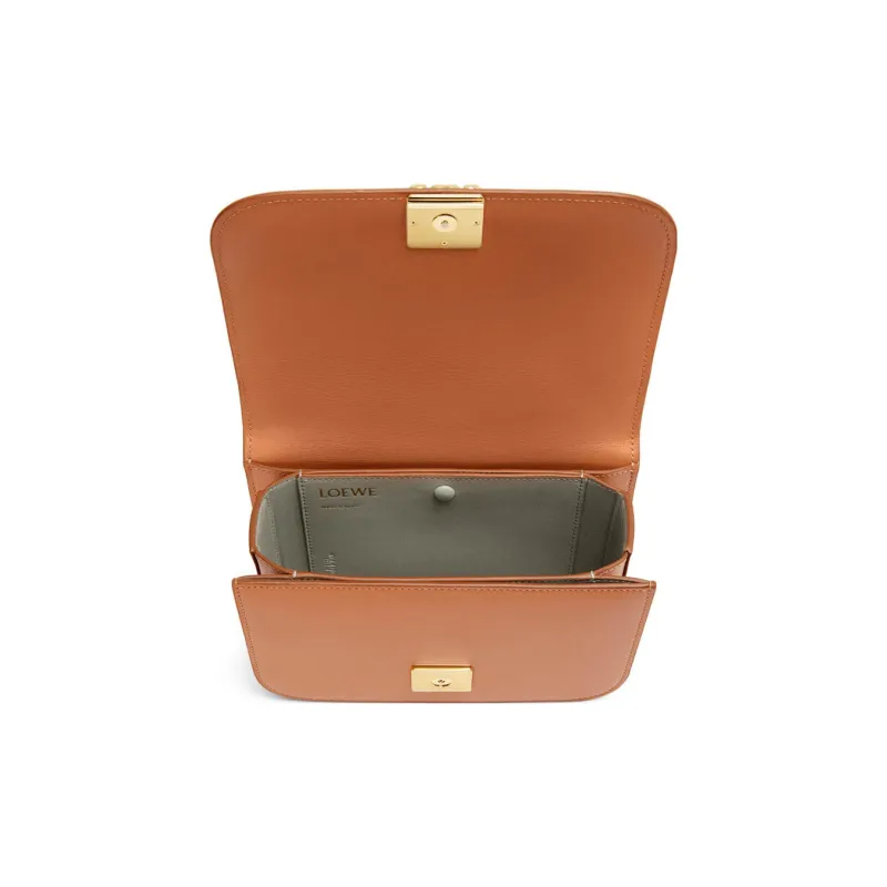 LOEWE Goya Silk Calfskin Portable One Shoulder Crossbody Clutches Small Size Women's Brown-3