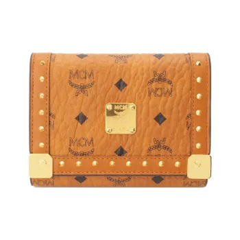 MCM Soft Berlin Visetos Leather Wallet Mini Women's Cognac