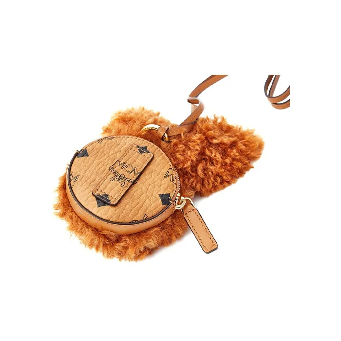MCM Leather Coin Purse Unisex Brown Cognac-2