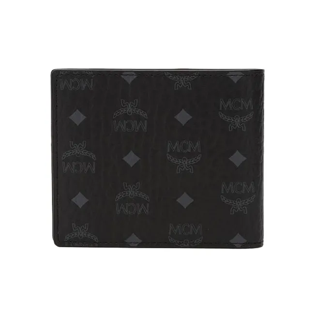 MCM Canvas Wallet Men's Black White-2