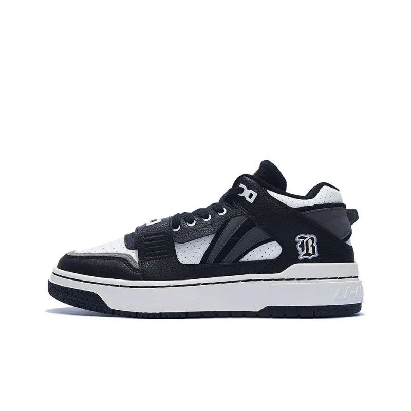 LiNing Rookie BadFive Anti Slip Wear Resistant Low Top Skateboard Shoes Men's Black White-0