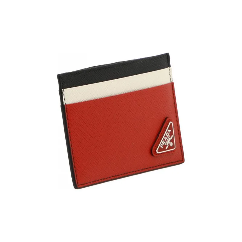 PRADA Leather Card Holder Men's Red-1