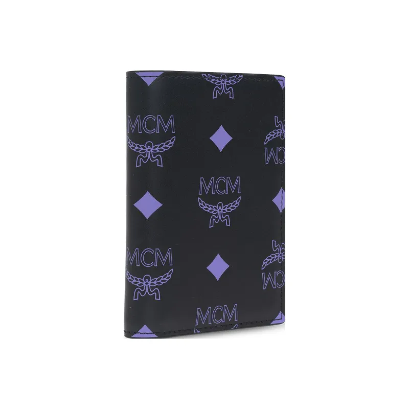 MCM Cow Split Leather Card Holder Wallet Women's Purple-1