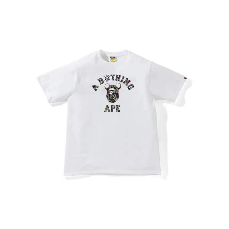 A BATHING APE X Bearbrick Camo Bear College Kids Tee-2