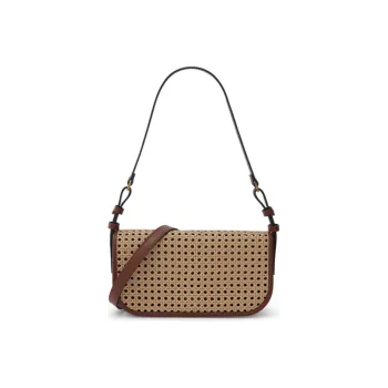 CHARLES&KEITH Polyurethane Shoulder Bag Small Square Bag Handbag Shoulder Bag Women's White/Brown