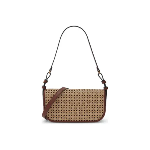 CHARLES&KEITH Polyurethane Shoulder Bag Small Square Bag Handbag Shoulder Bag Women's White/Brown