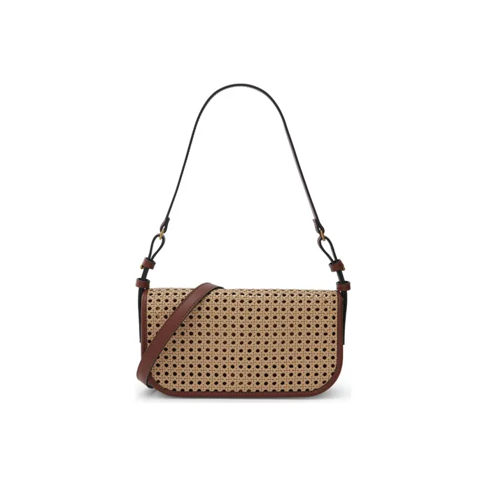 CHARLES&KEITH Polyurethane Shoulder Bag Small Square Bag Handbag Shoulder Bag Women's White/Brown-4