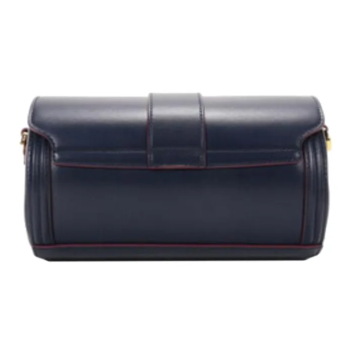 MCM Tracy Visetos Leather Shoulder Bag Crossbody Bag Small Size Women's Navy-3