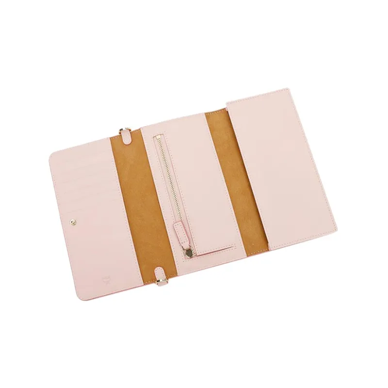 MCM Original Visetos Leather Wallet Crossbody Bag Shoulder Bag Women's Pink-4