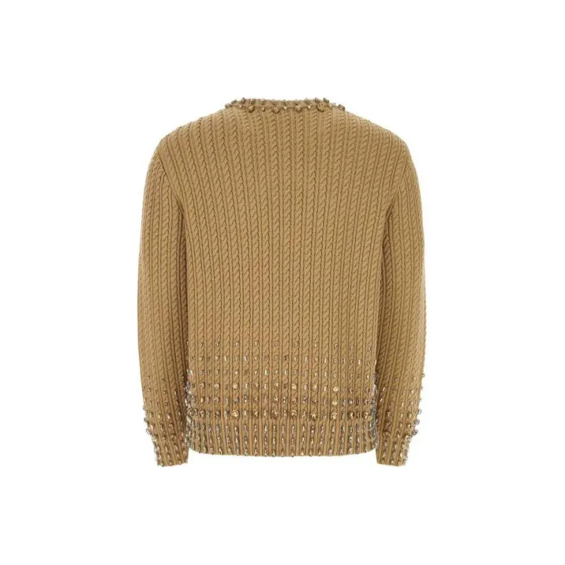 Burberry Crystal Embellished Cable Knit Sweater-1