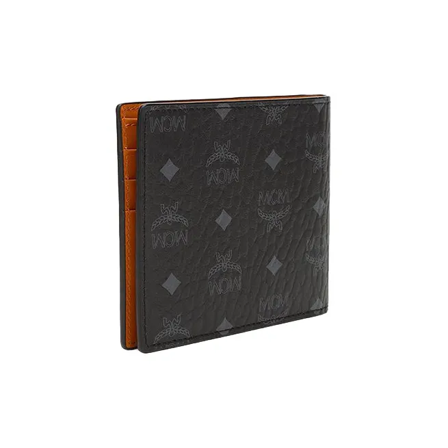 MCM Canvas Wallet Men's Black White-3