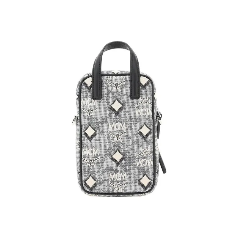 MCM Klassik Visetos Jacquard Fabric Shoulder Bag Crossbody Bag Extra Mini Women's Gray-3