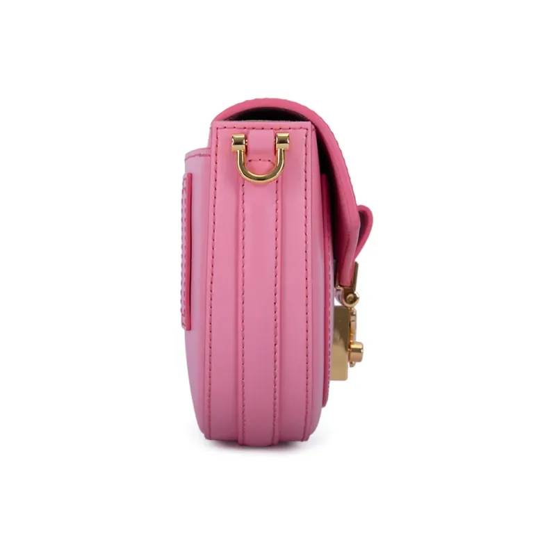 MCM Patricia Visetos Leather Saddle Bag, Shoulder Bag, Crossbody Bag Mini Women's Pink-2