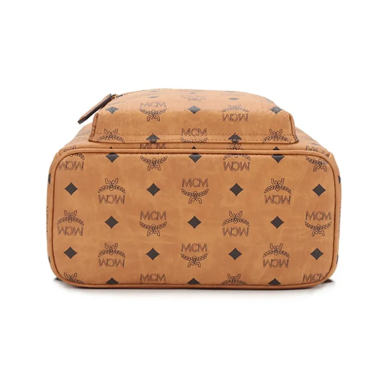 MCM Stark Visetos Artificial Leather Backpack Regular Unisex Brown Cognac-4