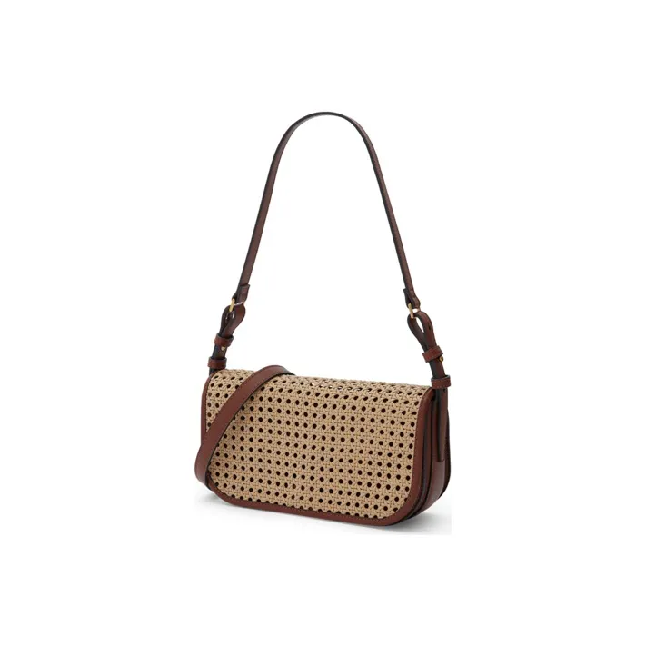 CHARLES&KEITH Polyurethane Shoulder Bag Small Square Bag Handbag Shoulder Bag Women's White/Brown-5