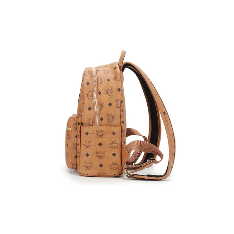 MCM Stark Visetos Artificial Leather Backpack Regular Unisex Brown Cognac-2