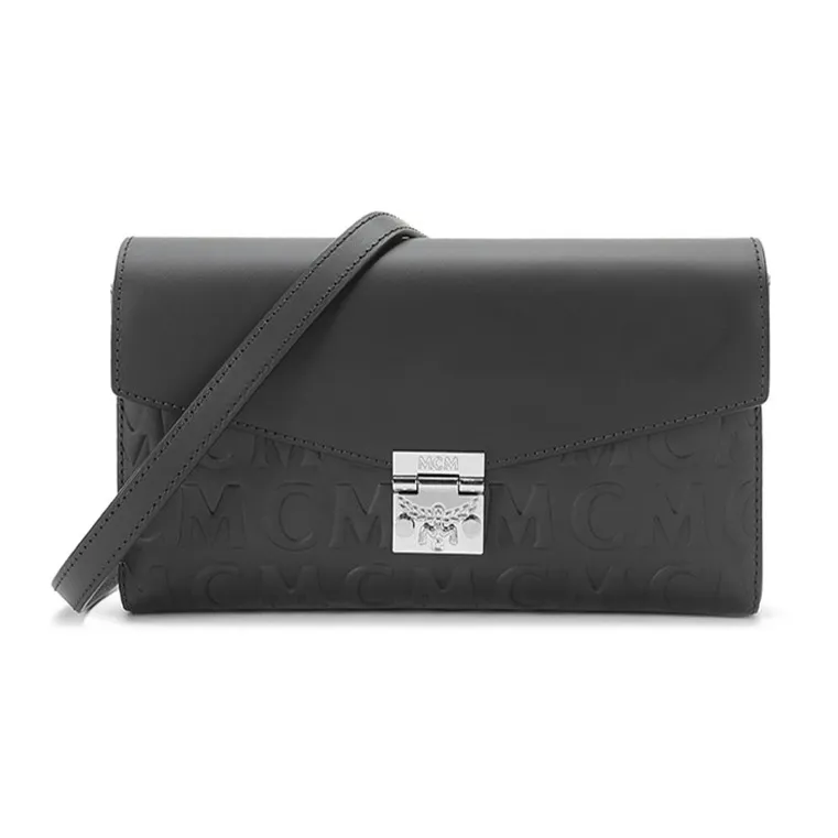 MCM Millie Visetos Leather Shoulder Bag, Crossbody Bag Regular Women's Black-0