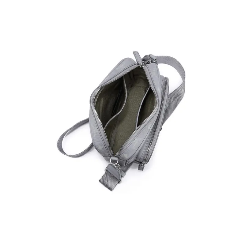 MCM Aren Visetos Nappa Leather Trim Camera Bag, Shoulder Bag, Crossbody Bag Trumpets Women's Gray-4