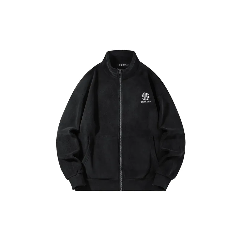 SCRM Stand Collar Loose Fit Cardigan Sweatshirt Unisex-1
