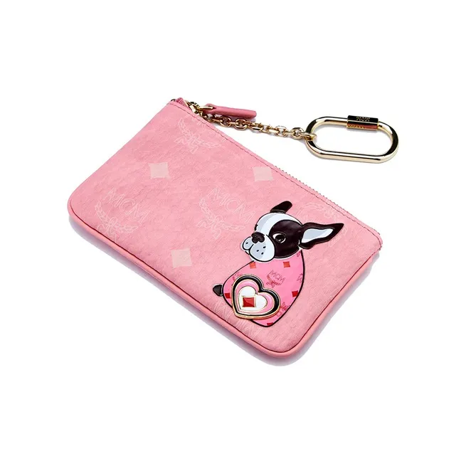 MCM Visetos Coated Canvas With Nappa Leather Trim Key Pouch Regular Women's Pink-3