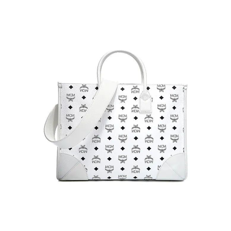 MCM München Visetos Artificial Leather Combo Bag Handbag Tubas Women's White-0
