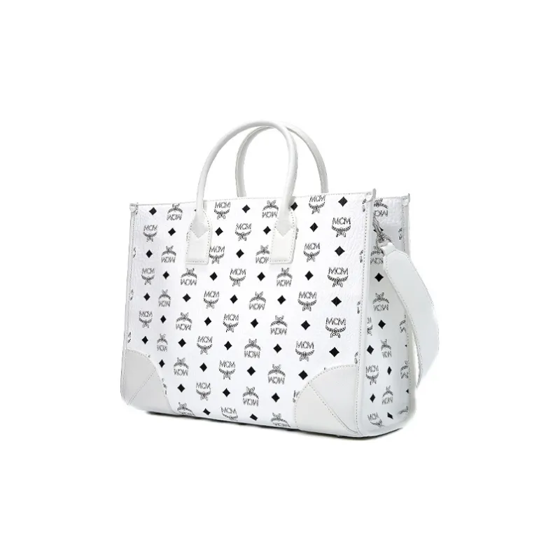 MCM München Visetos Artificial Leather Combo Bag Handbag Tubas Women's White-2