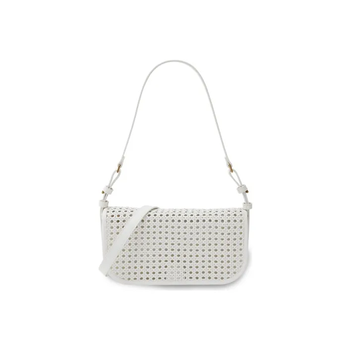 CHARLES&KEITH Polyurethane Shoulder Bag Small Square Bag Handbag Shoulder Bag Women's White/Brown-0