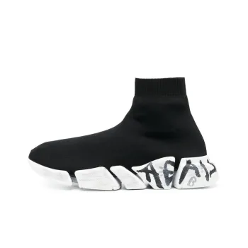 Balenciaga Speed 2.0 Graffiti Recycled Knit Black White
