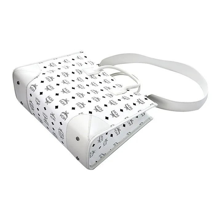 MCM München Visetos Artificial Leather Combo Bag Handbag Tubas Women's White-4