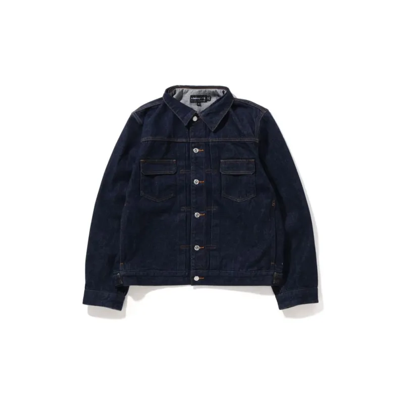 A BATHING APE Bape Denim Jackets Unisex Dark Blue-1