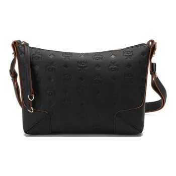 MCM Cow Leather With Synthetic Leather Crossbody Handbag, Shoulder Bag Medium Size Women's Black