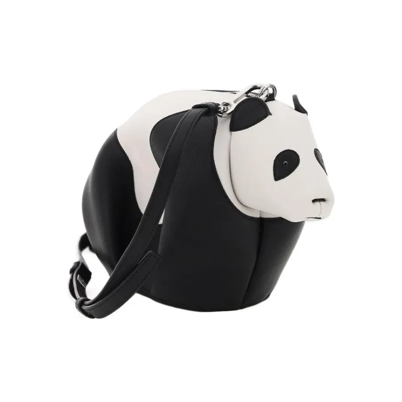 LOEWE Classic Grained Calfskin Panda Bag Handheld Shoulder Bag Crossbody Bag Mini Women's Black White-2