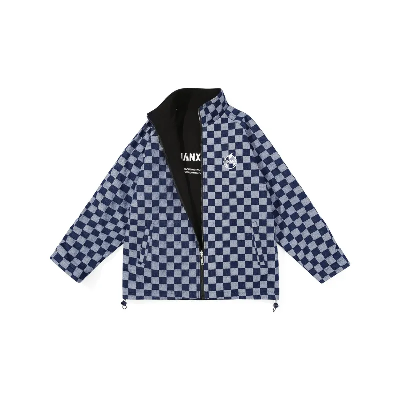 GENANX Plaid Lapel Loose Fit Puffer Jacket Unisex-5