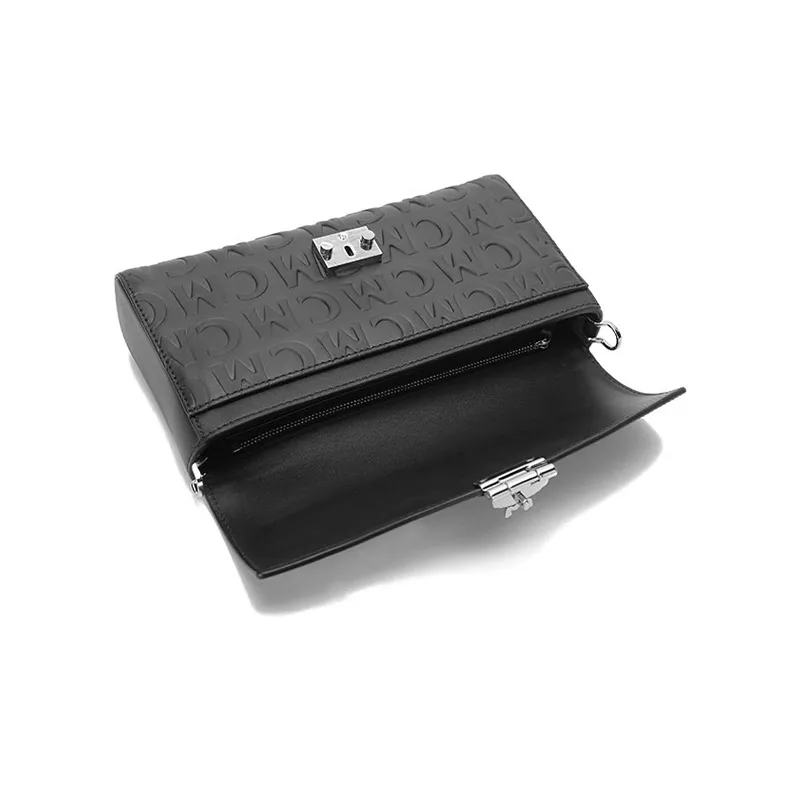 MCM Millie Visetos Leather Shoulder Bag, Crossbody Bag Regular Women's Black-5