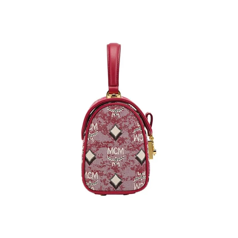 MCM Cow Leather Handbag Women's Red-1
