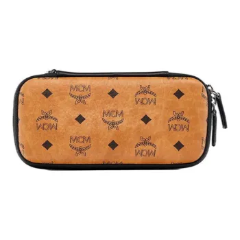 MCM Visetos Polyurethane Clutch Unisex Brown Cognac