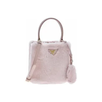 PRADA Plush Leather Tote Bag Shopping Bag Bucket Bag Shoulder Bag Crossbody Bag Handbag Women's Cherry Blossom Pink
