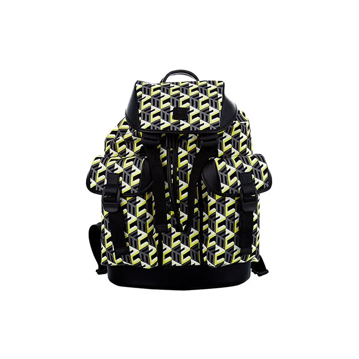 MCM Nylon Fabric Backpack For Both Shoulders Medium Size Unisex Yellow-0