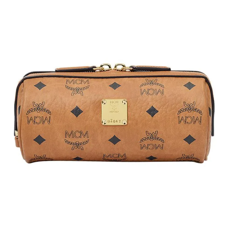 MCM Klassik Visetos Leather Crossbody Bags Mini Women's Cognac-0