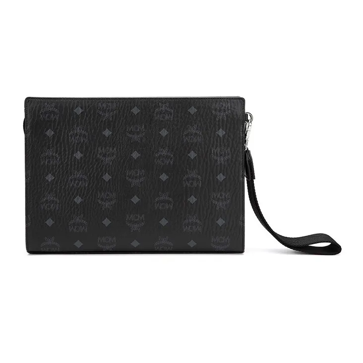 MCM Visetos PVC Wrist Bags Clutches Medium Size Men's Black-1