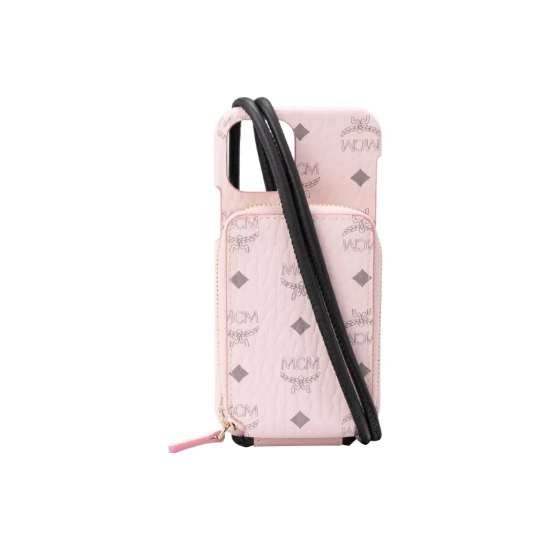 MCM Essential Visetos Origina Artificial Leather Cell Phone Case Cell Phone Pouch Unisex Pink-0