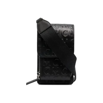 MCM Leather Cell Phone Protective Cover, Crossbody Bag Unisex Black