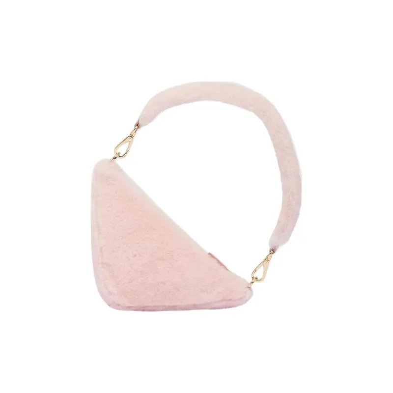 PRADA Plush Fuzzy Bag, Underarm Handbag, Shoulder Bag Women's Cherry Blossom Pink-2