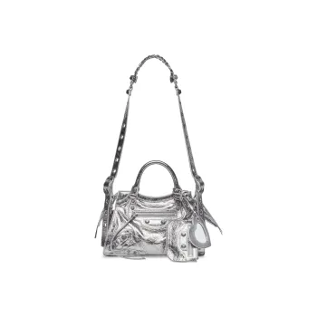 Balenciaga Neo Cagole Arena Lambskin Shoulder Bag Crossbody Bag Handbag Extra Small Women's Silver