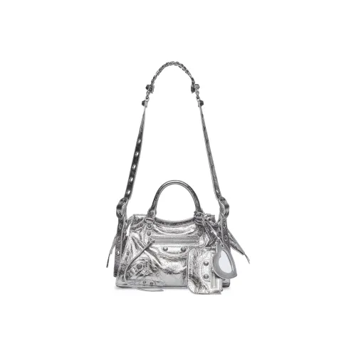 Balenciaga Neo Cagole Arena Lambskin Shoulder Bag Crossbody Bag Handbag Extra Small Women's Silver