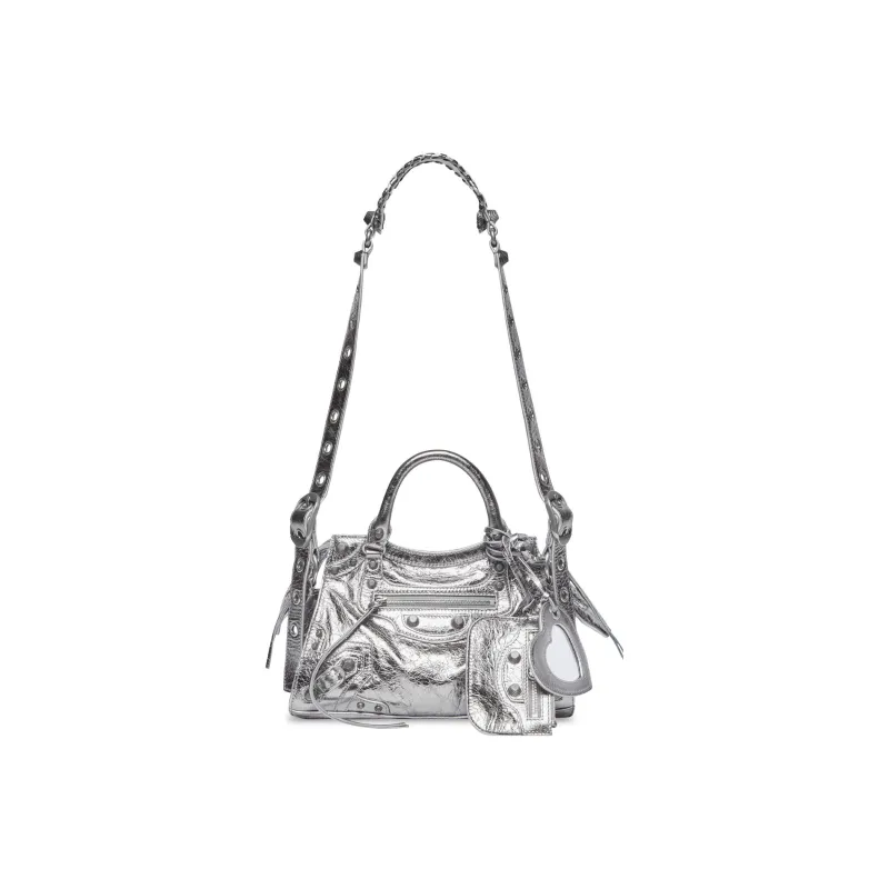 Balenciaga Neo Cagole Arena Lambskin Shoulder Bag Crossbody Bag Handbag Extra Small Women's Silver-0