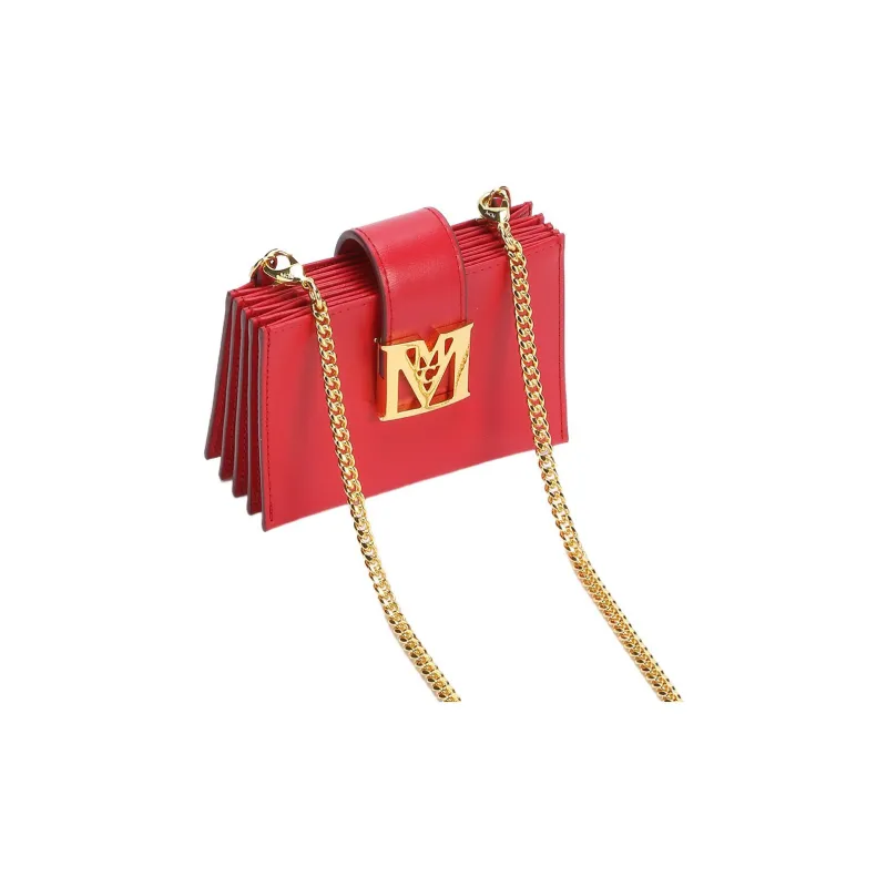MCM Leather Card Holder Mini Women's Fire Red-2
