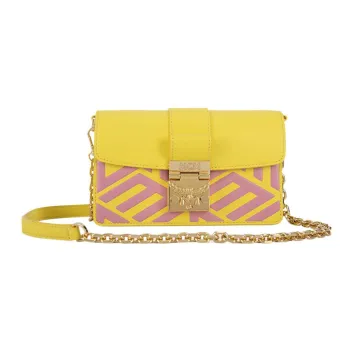 MCM Calfskin Shoulder Bag, Crossbody Bag Mini Women's Yellow & Multicolor