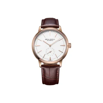 Sea Gull National Collection Automatic Mechanical Movement Genuine Leather Strap Watch Men's Watches White Dial