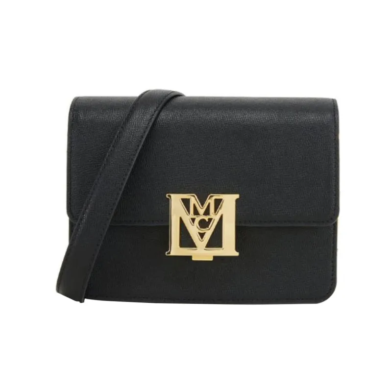 MCM Cow Leather Crossbody Bag, Shoulder Bag Mini Women's Black-0